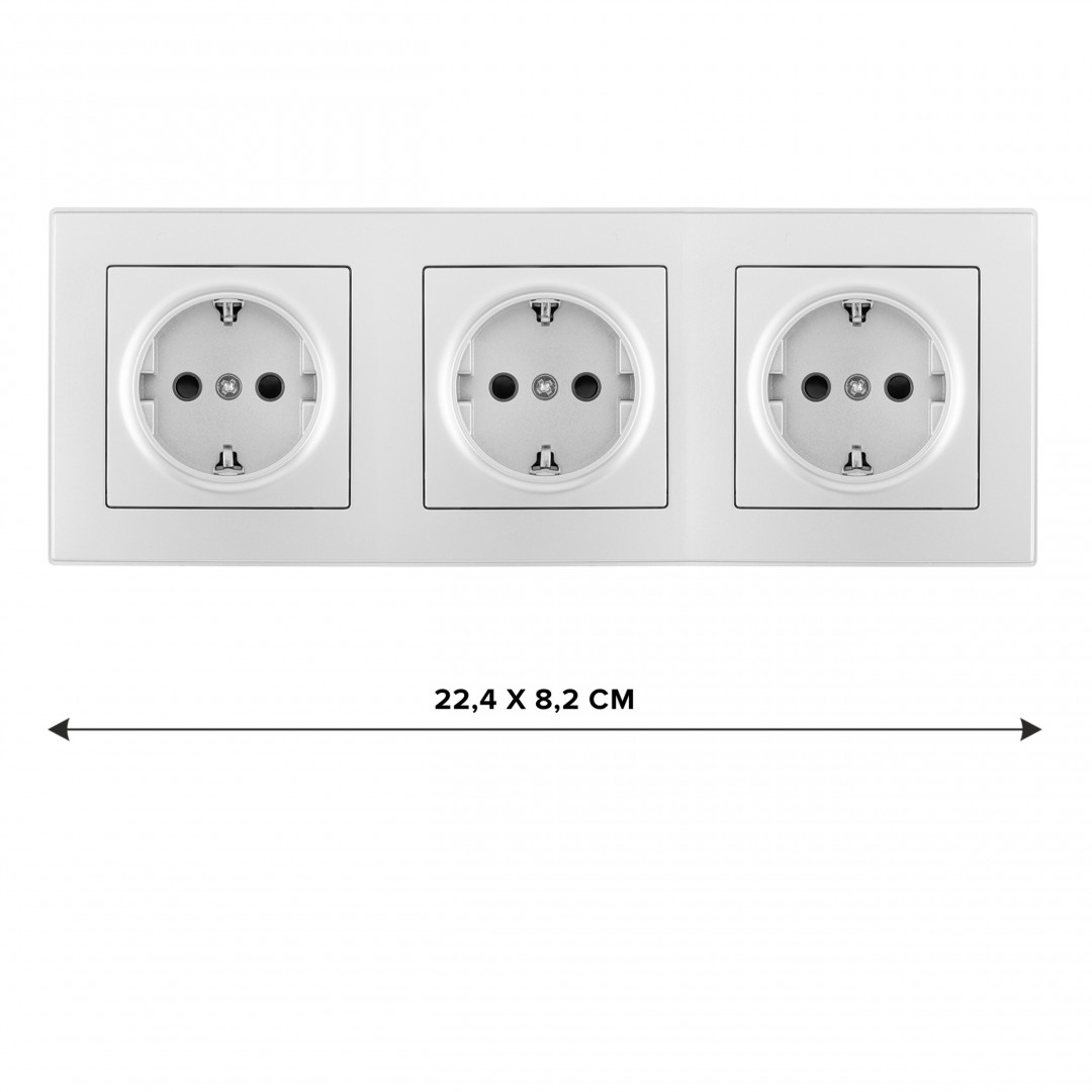 Розетка тройная (трехпостовая) с/з и шторками Arte Milano SET06-3-40-1x3 silver в Санкт-Петербурге