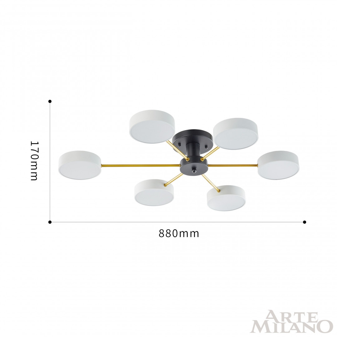 Потолочная люстра Arte Milano Ferrara 252006/6 Bk/Wh в #REGION_NAME_DECLINE_PP#
