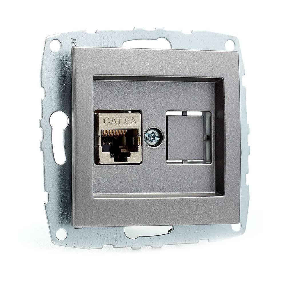 Розетка компьютерная Rj45 Cat6 Mono Electric Despina-Larissa антрацит 500-002405-125 в Санкт-Петербурге