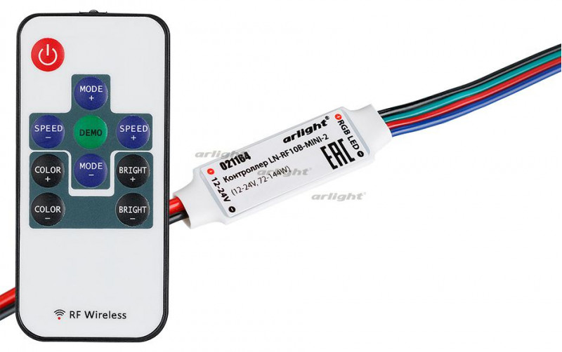 Контроллер Arlight LN-RF10B-MINI-2 (12-24V,72-144W, ПДУ 10кн) 021164 в Санкт-Петербурге
