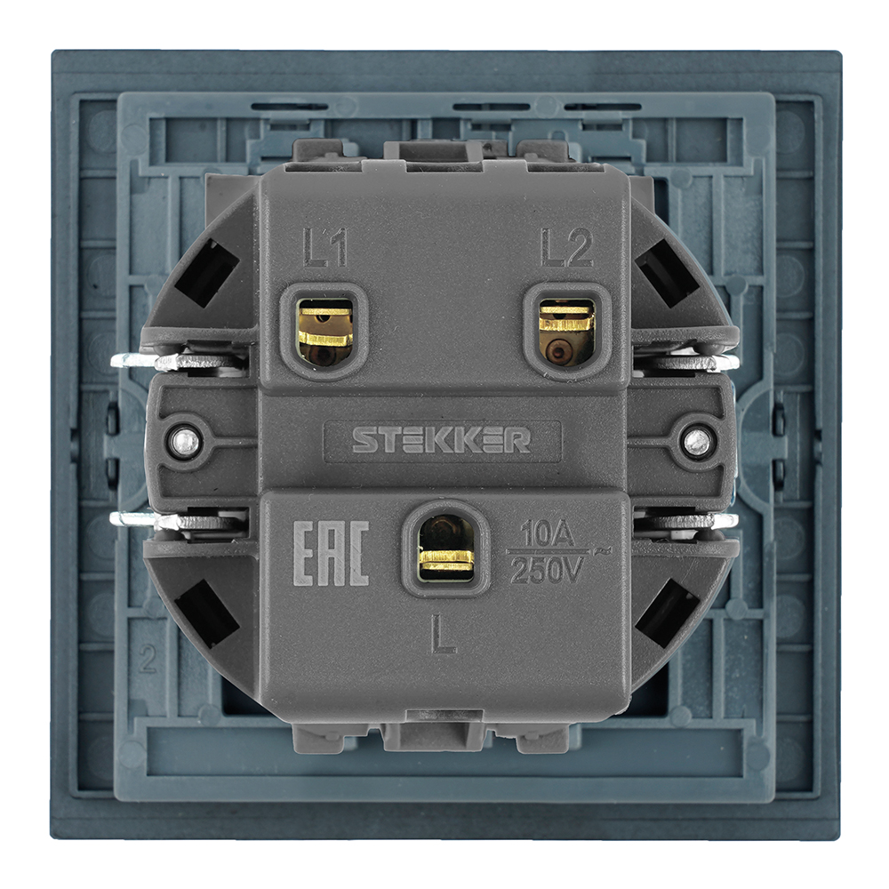 Выключатель 2-клавишный (механизм) Stekker Мия 250В 10А RSW10-3104-05 черный бархат 50443 в Санкт-Петербурге