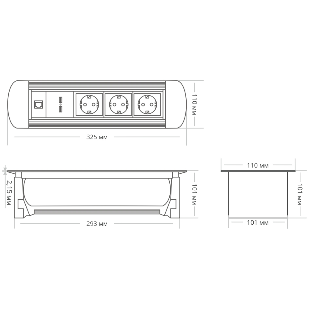 Блок розеток MX-117 (3 секции, 2 USB и RJ-45) Mebax 00-00001184 в Санкт-Петербурге