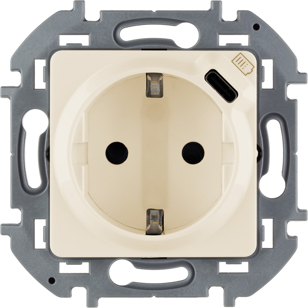 Розетка с/з с USB тип C со шторками Legrand Inspiria 673771 в Санкт-Петербурге