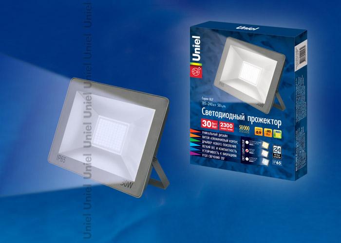 Прожектор светодиодный (UL-00001848) Uniel 30W 6000K ULF-F15-30W/DW IP65 185-240В Silver в Санкт-Петербурге