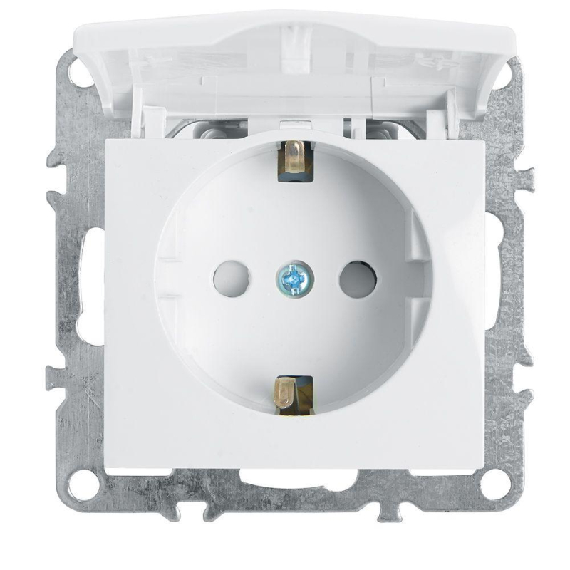 Розетка Stekker Эрна с/з 16A 250V с крышкой защитной шторкой белый PST16-9112-01 39319 в Санкт-Петербурге