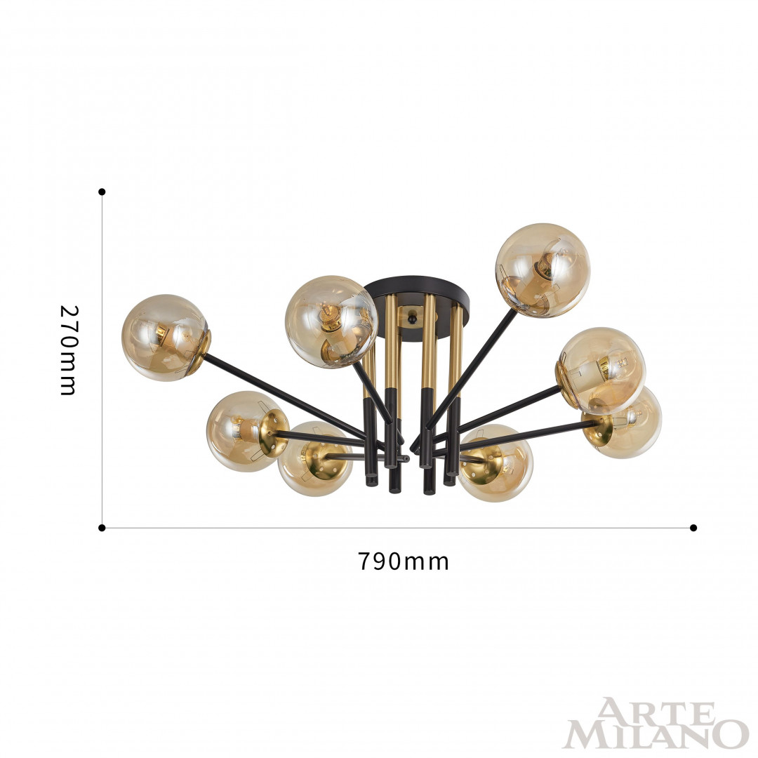 Потолочная люстра Arte Milano Neapolis 273708/8 BK/GD в #REGION_NAME_DECLINE_PP#