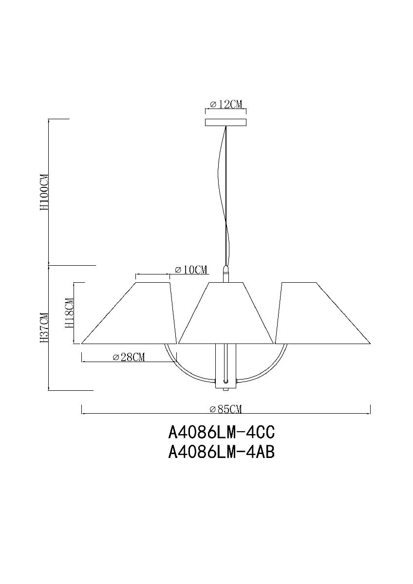 Подвесная люстра Arte Lamp Rondo A4086LM-4AB в #REGION_NAME_DECLINE_PP#