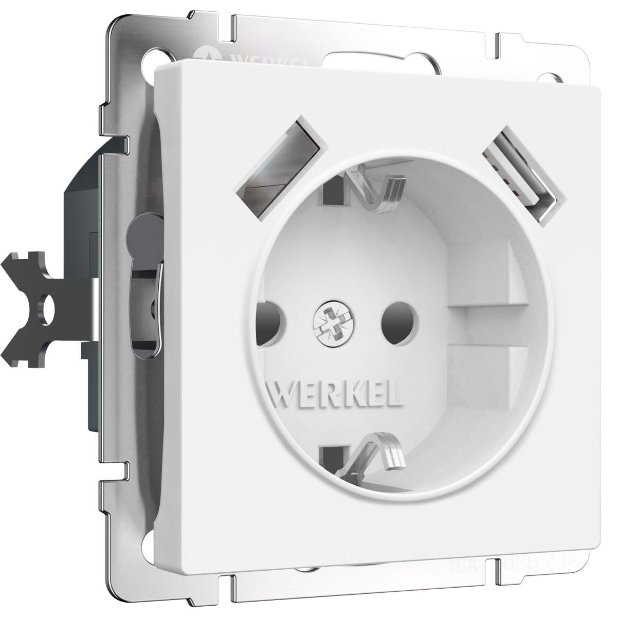 Розетка с заземлением, шторками и USBх2 Werkel 4690389191992 W1171561 a062406 в Санкт-Петербурге