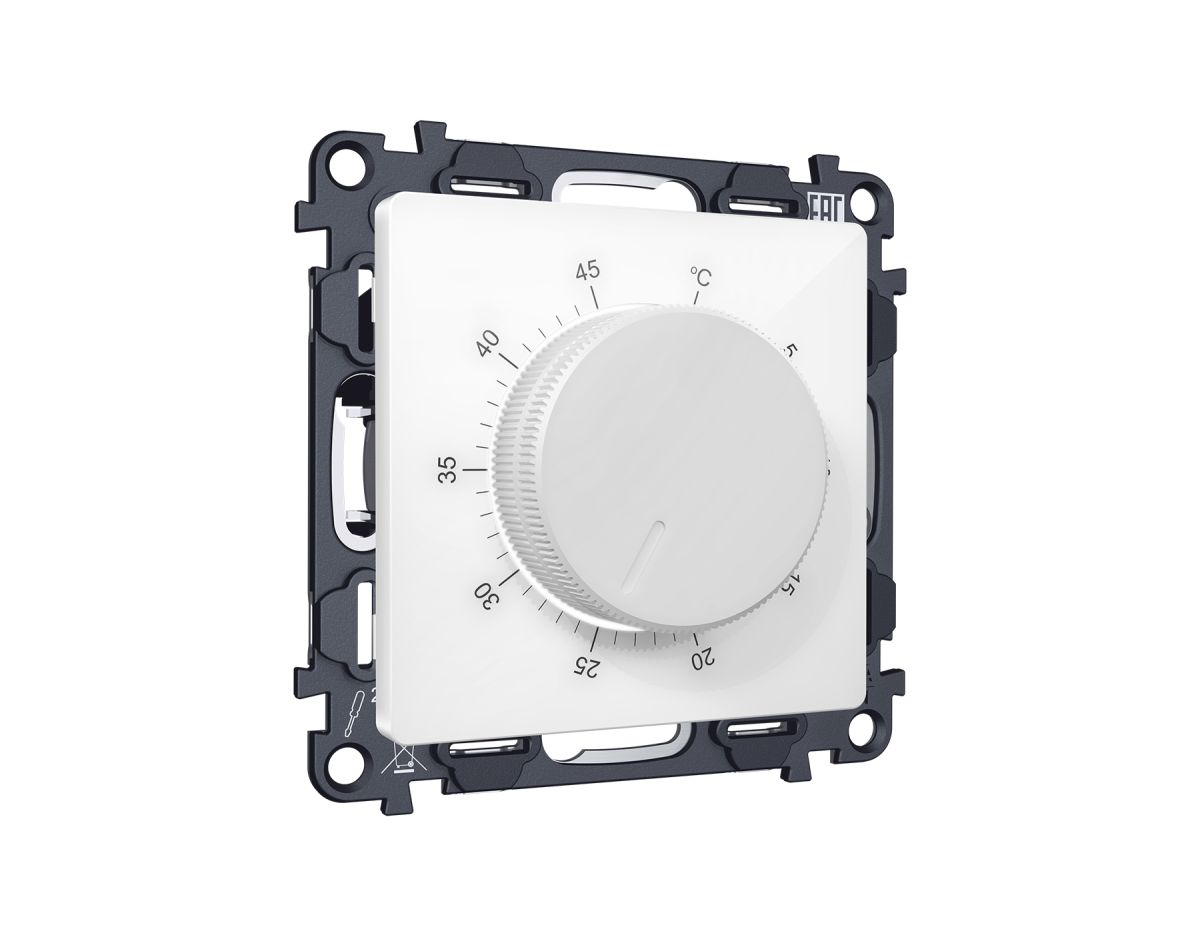 Комплект механизма терморегулятора с датчиком для теплого пола с подсветкой 16A-250V Alfa Белый глянец Quant Ambrella Volt MA105710 (AP1057, VM1381) в Санкт-Петербурге