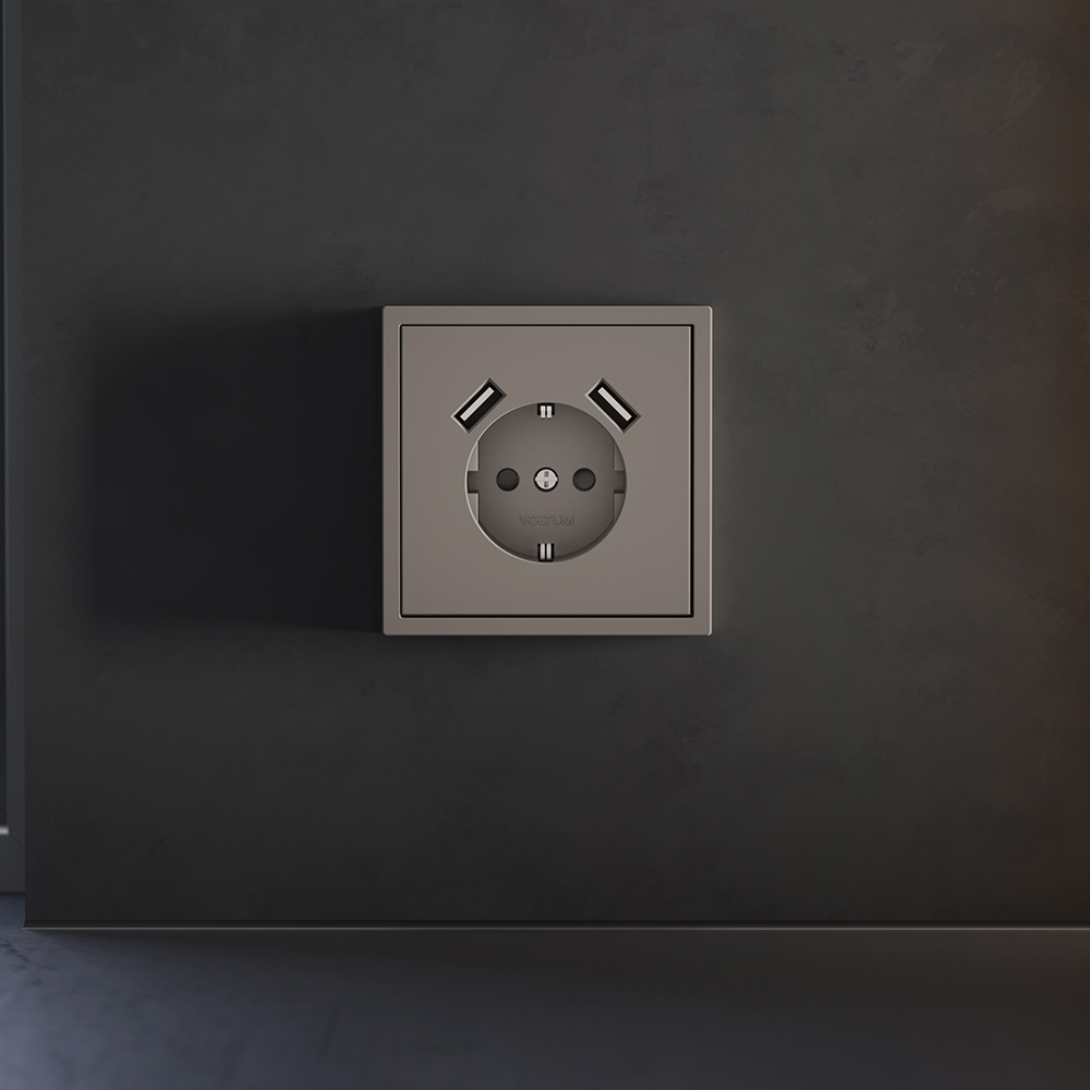 Накладка для розетки с заземлением и защитными шторками, с USB A+A Voltum S70 (капучино) VLS000914 в #REGION_NAME_DECLINE_PP#