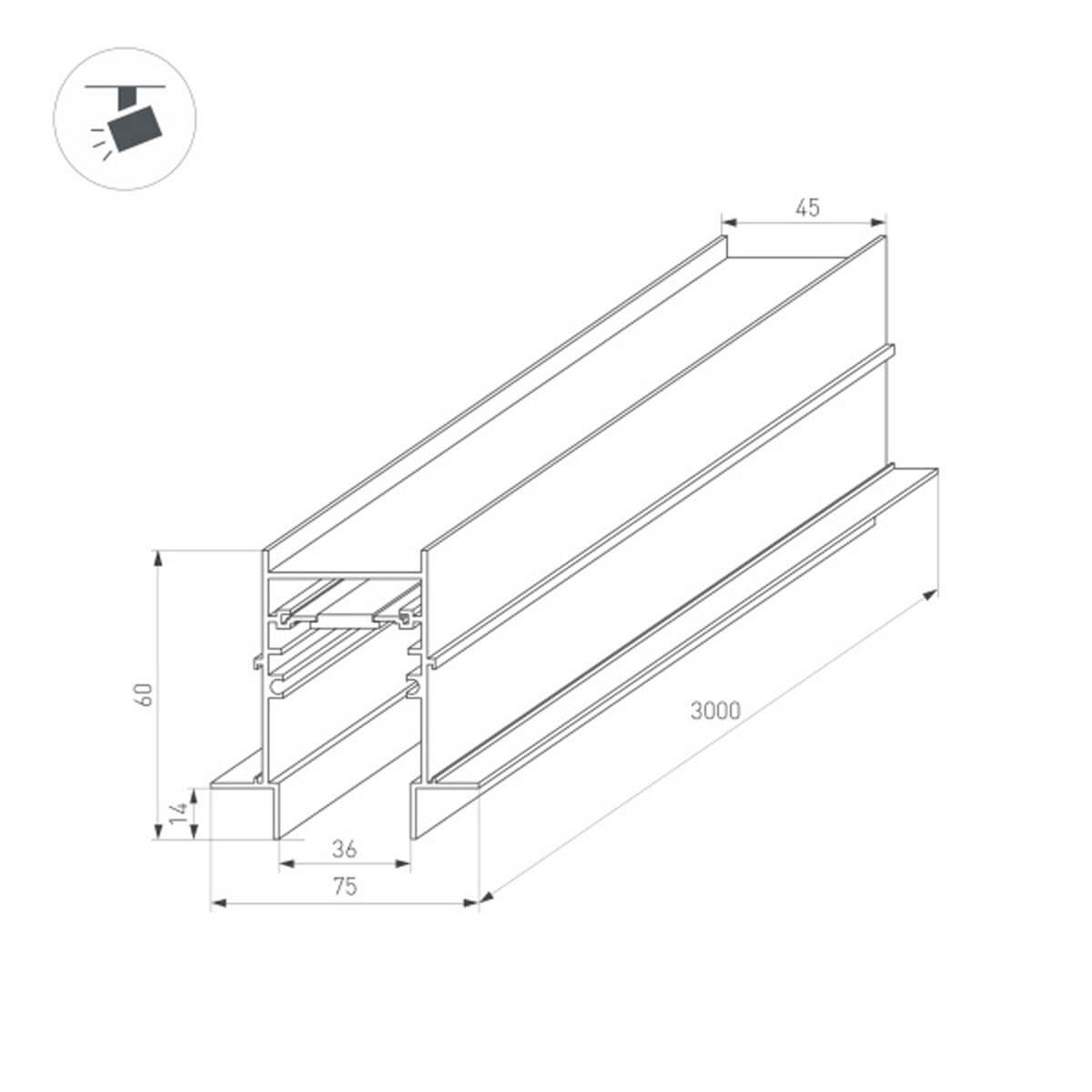 Шинопровод встраиваемый Arlight Mag-Track-4560-FDW-3000 034680 в Санкт-Петербурге