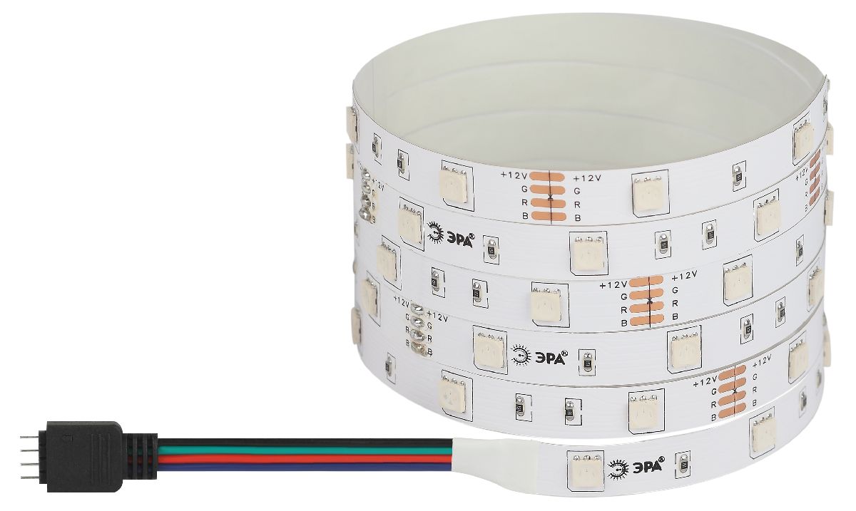 Светодиодная лента Эра 12В 2835 7,2Вт/м RGB 5м IP20 LS5050-7,2-30-12-RGB-IP20-1 year-5m Б0035602 в Санкт-Петербурге