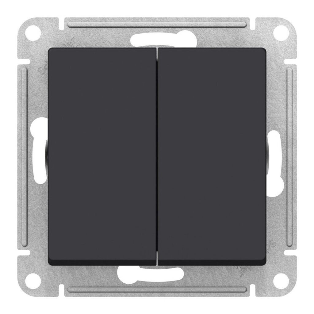 Переключатель 2-клавишный перекрестный, 2 x сх. 7, 10АХ, механизм Systeme Electric AtlasDesign Карбон ATN001073 в Санкт-Петербурге