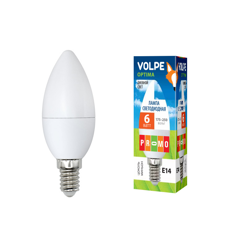 Лампа светодиодная (UL-00001069) Volpe E14 6W 6000K матовая LED-C37-6W/DW/E14/FR/O в Санкт-Петербурге