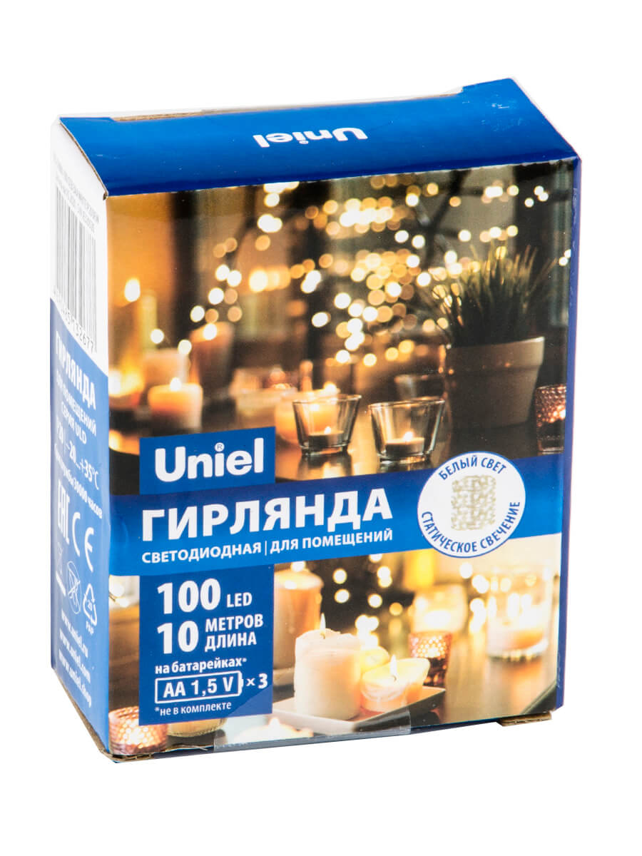 Светодиодная гирлянда Uniel Роса (UL-00007186) белый ULD-S1000-100/SCB/3AA White IP20 Dew в Санкт-Петербурге