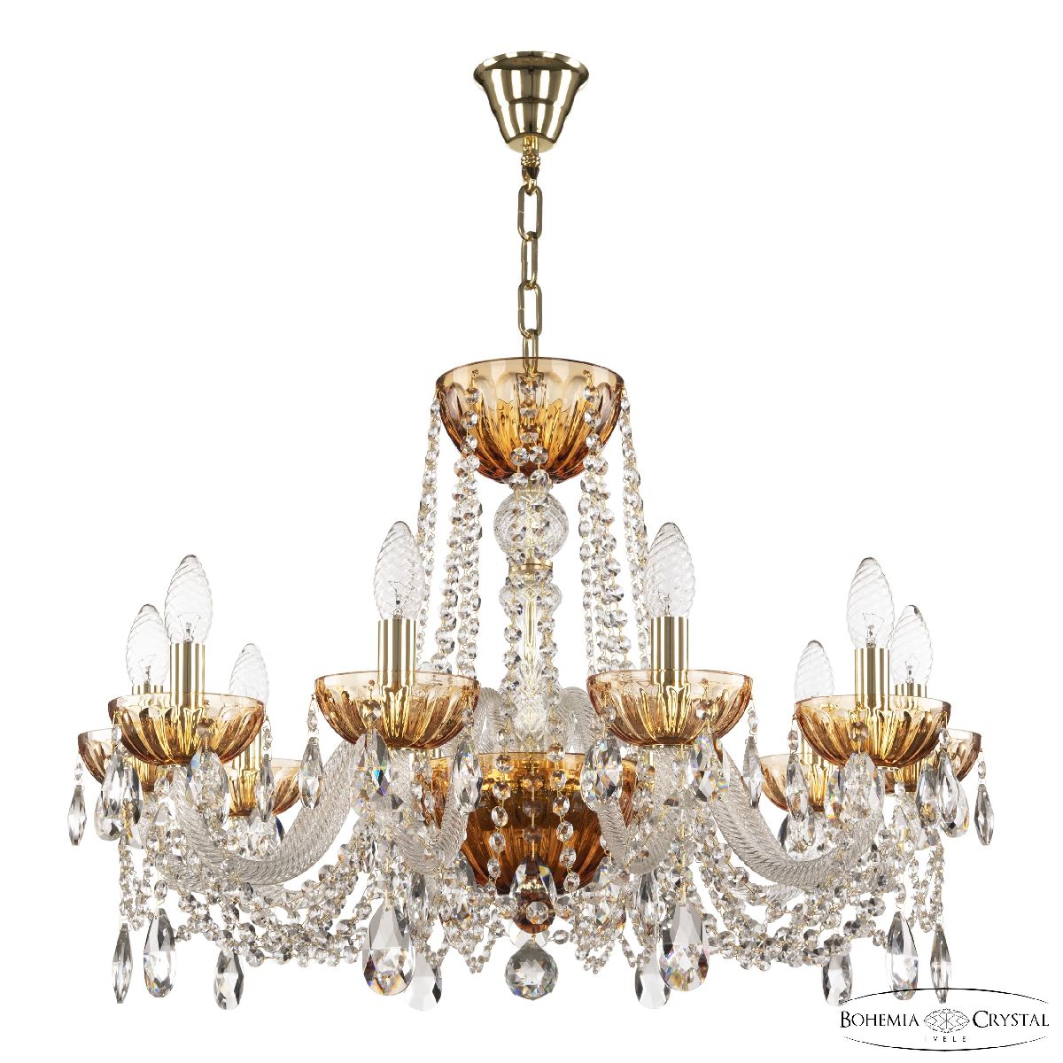 Подвесная люстра Bohemia Ivele Crystal 5402/10/240 G Amber/M-1H в Санкт-Петербурге