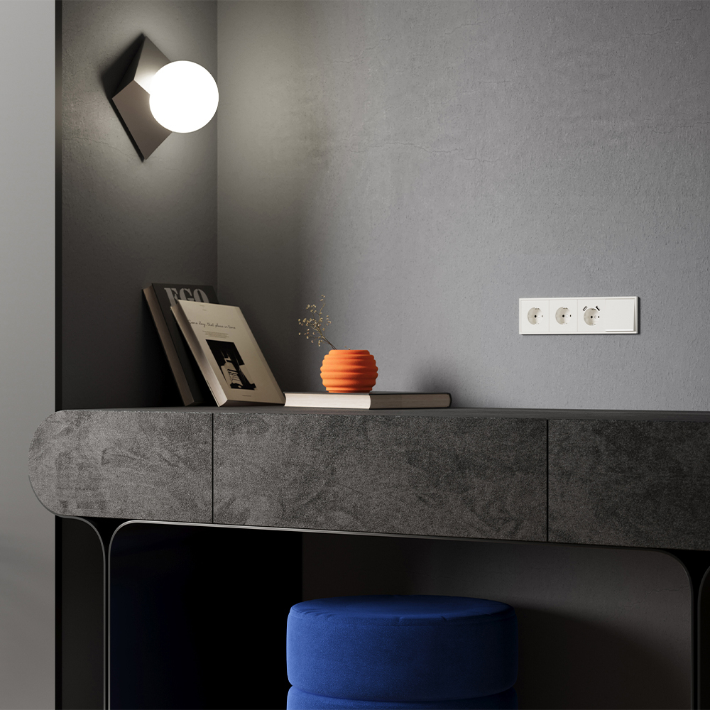 Накладка для розетки с заземлением и защитными шторками, с USB A+A Voltum S70 (хлопок) VLS000913 в #REGION_NAME_DECLINE_PP#