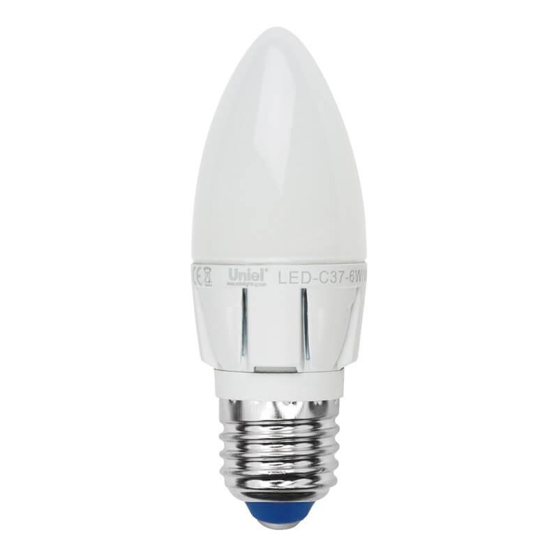 Лампа светодиодная диммируемая (08689) Uniel E27 6W 4500K матовая LED-C37-6W/NW/E27/FR/DIM в Санкт-Петербурге