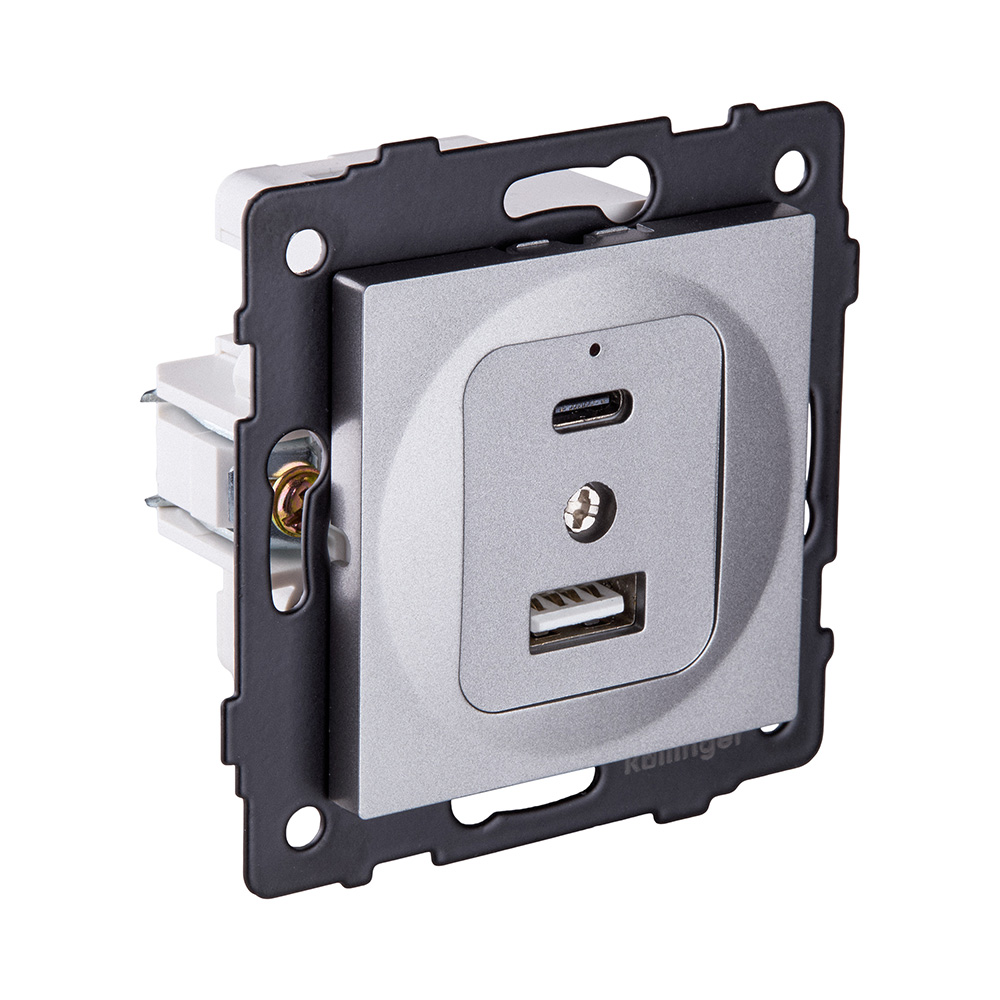 Розетка USB A+C 20W, серый Kollinger REA-037GY для Aspekt, Eleganz, Reflex в #REGION_NAME_DECLINE_PP#