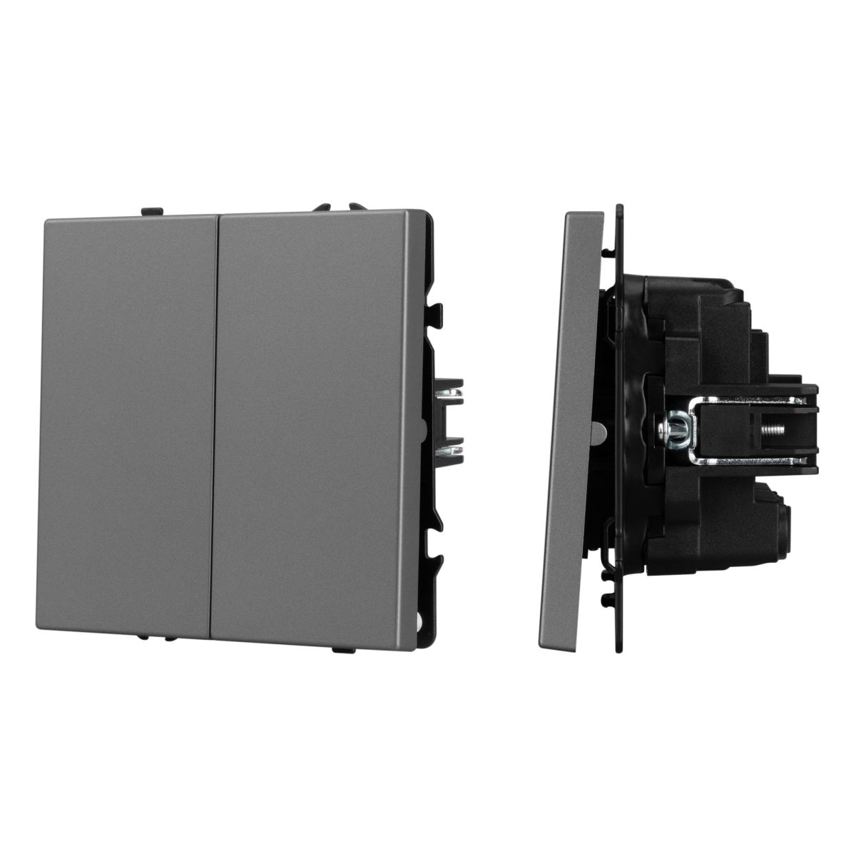 Механизм выключателя двухклавишный перекрёстный Arlight SWT-NOBE-MKX2-SFPL-GR (230V, 10A) (Серый базальт) 061793 в Санкт-Петербурге