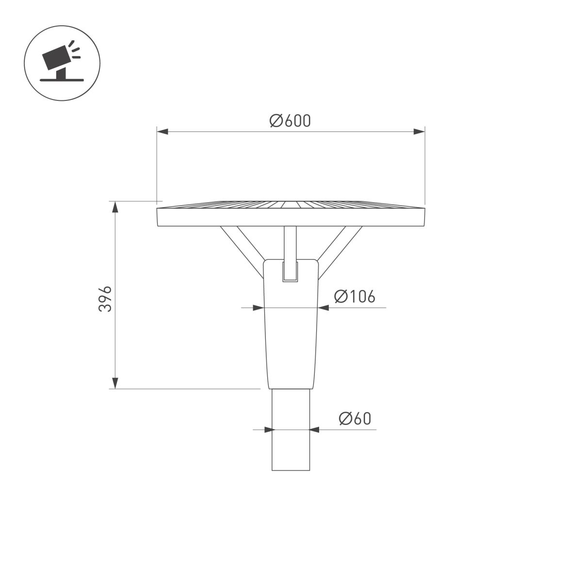 Уличный светильник Arlight OXOR-LEIS-LUZ-600x600x396-30W Day4000 (BK, 120 deg, 230V) IP65 058185 в Санкт-Петербурге