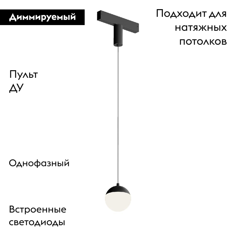Трековый однофазный светильник Denkirs Smart Moon DK8056-BK в Санкт-Петербурге