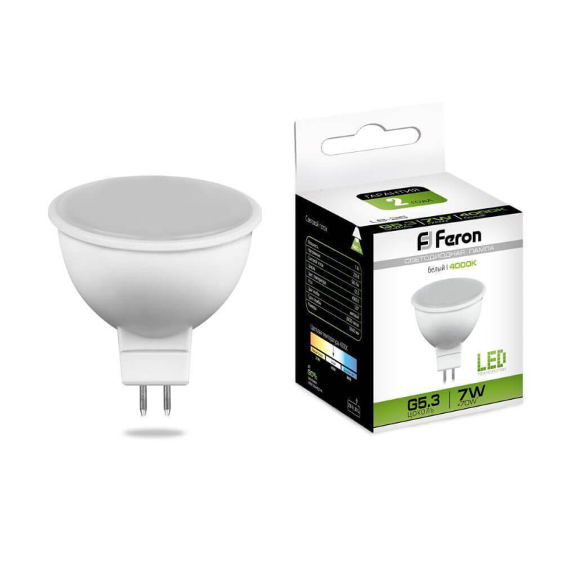Лампа светодиодная Feron MR16 G5.3 7W 4000K Грибок матовая LB-26 25236 в #REGION_NAME_DECLINE_PP#