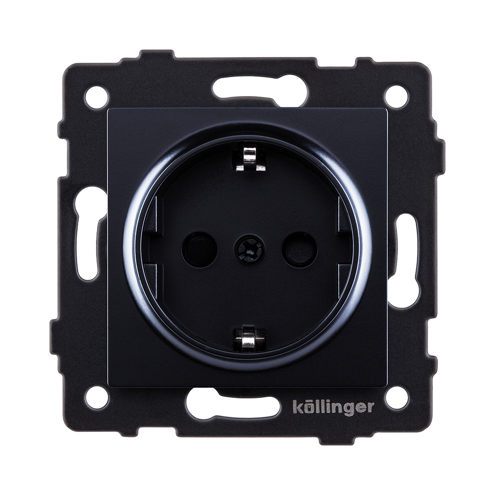 Розетка штепсельная SCHUKO 16A/250 В, черный Kollinger REA-002BK для Aspekt, Eleganz, Reflex в #REGION_NAME_DECLINE_PP#