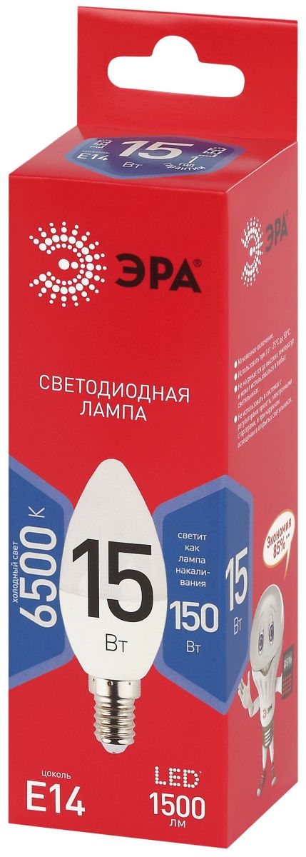 Лампа светодиодная Эра RED LINE LED B35-15W-865-E14 R 15Вт свеча Б0070091 в Санкт-Петербурге