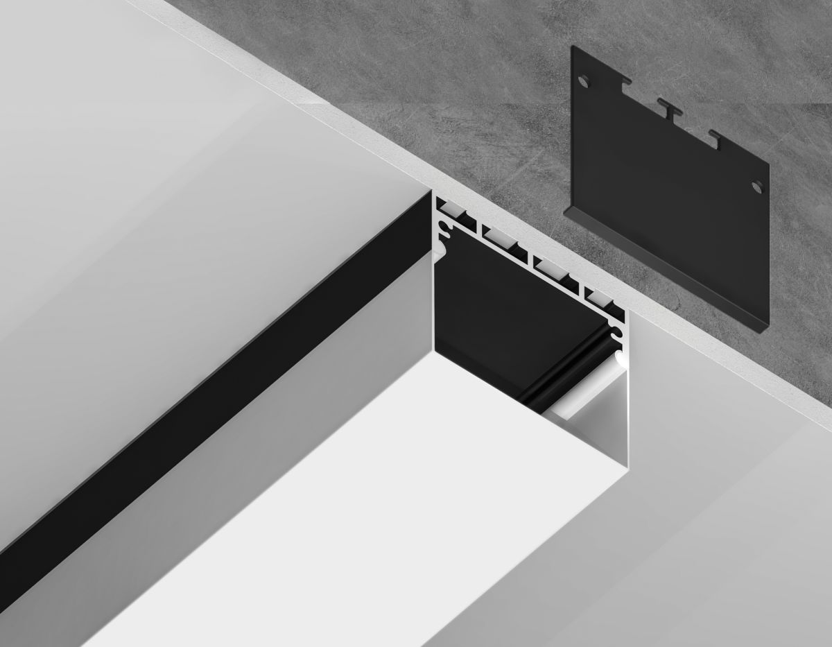 Алюминиевый профиль накладной/подвесной Profile System 42*45 для светодиодной ленты до 33,4мм Ambrella Light Illumination GP3070BK в Санкт-Петербурге