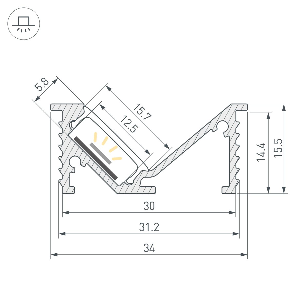 Профиль Arlight SL-BEVEL-W32-F-2000 ANOD (Алюминий) 063940 в #REGION_NAME_DECLINE_PP#