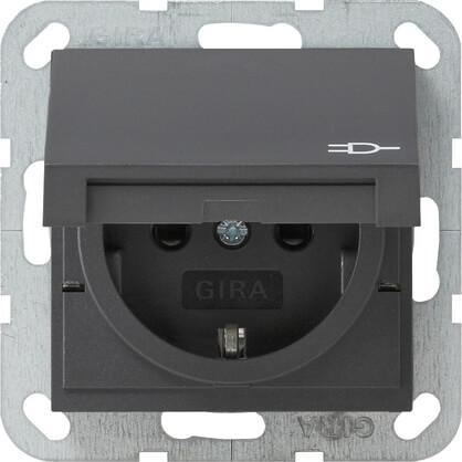 Розетка Gira System 55 Schuko с/з со шторками крышкой 16A 250V безвинтовой зажим антрацит 041428 в Санкт-Петербурге