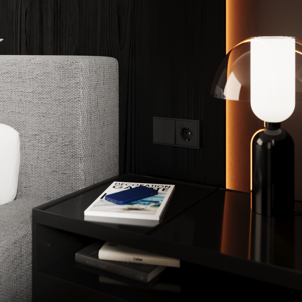 Перекрестный переключатель встраиваемый Voltum S70 двухклавишный 10А, (графит) VLS020507 в Санкт-Петербурге