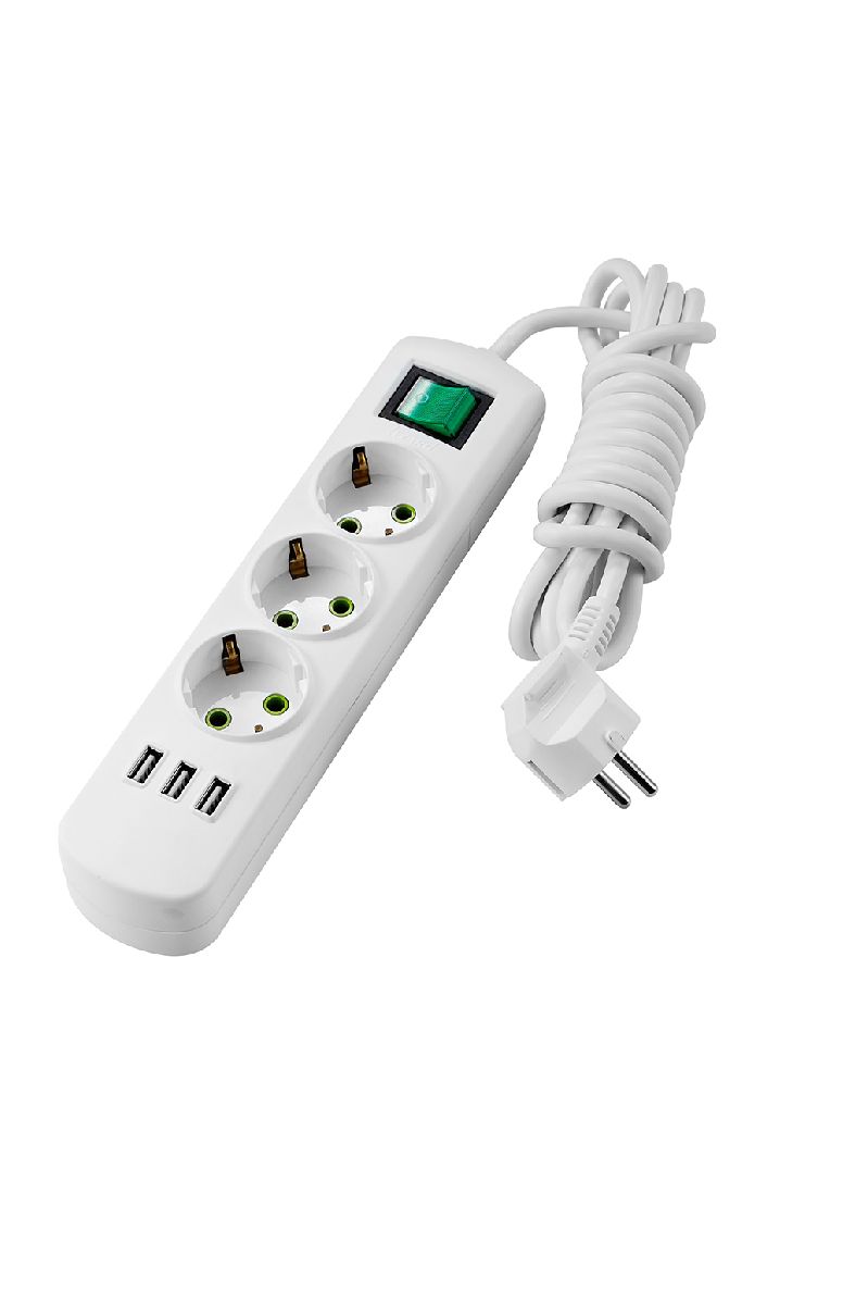 Удлинитель с/з с выключателем c USB разъемом Lezard Letitia 721-0303-302U в Санкт-Петербурге
