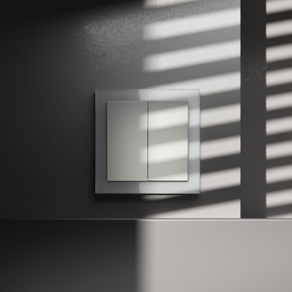 Перекрестный переключатель встраиваемый Voltum S70 двухклавишный 10А, (сталь) VLS020505 в Санкт-Петербурге