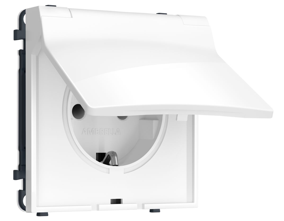 Комплект механизма электрической розетки SIGMA Белый глянец 50Hz 2P+E с/з с/ш и крышкой IP44 16A-250V QUANT PRO Ambrella Volt MS108010 (SP1080, PR141) в #REGION_NAME_DECLINE_PP#