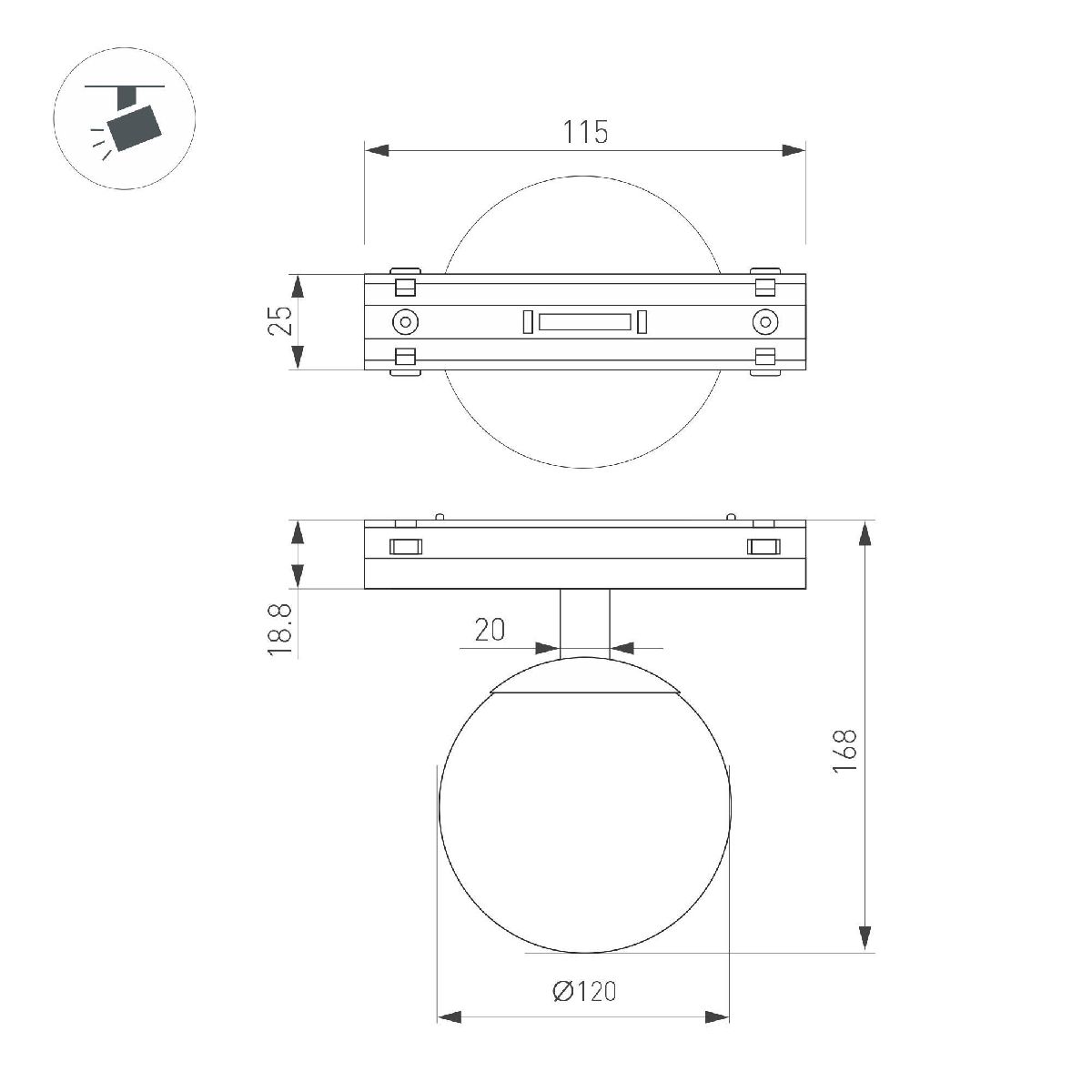 Трековый магнитный светильник Arlight MAG-VIBE-SFERO-R120-6W Day4000 (BK, 235 deg, 48V) 044166 в Санкт-Петербурге