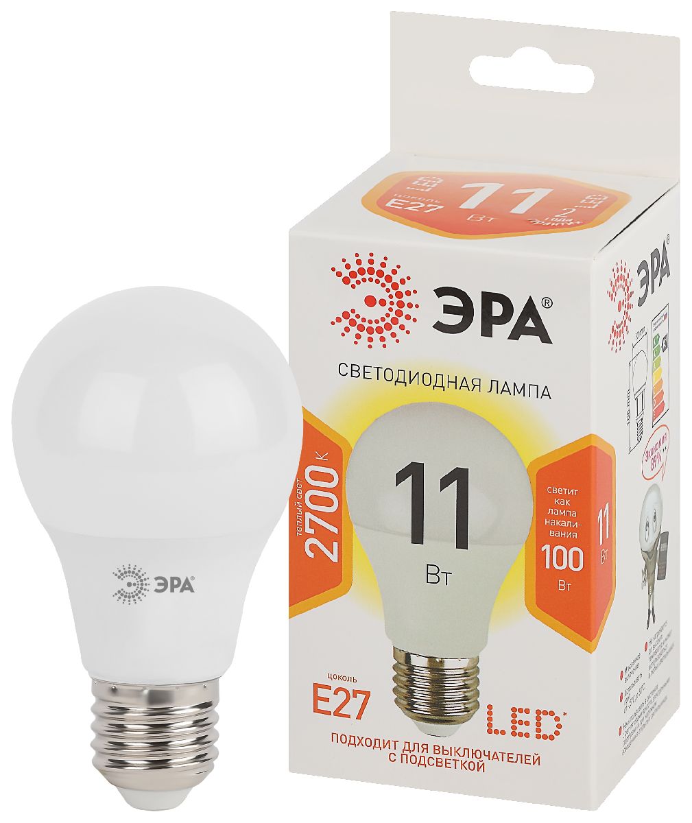 Лампа светодиодная Эра E27 11W 2700K LED A60-11W-827-E27 Б0030910 в #REGION_NAME_DECLINE_PP#