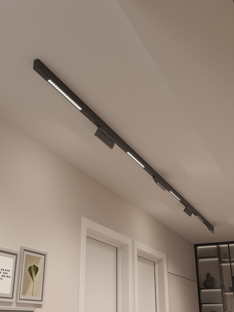 Трековая система со светильниками №7 трехфазная накладная Eldeko (48В, форма - прямая, 4м, 4000K) черная Hesby Lighting HSBL_kompl_E007_NI4B4K в Санкт-Петербурге