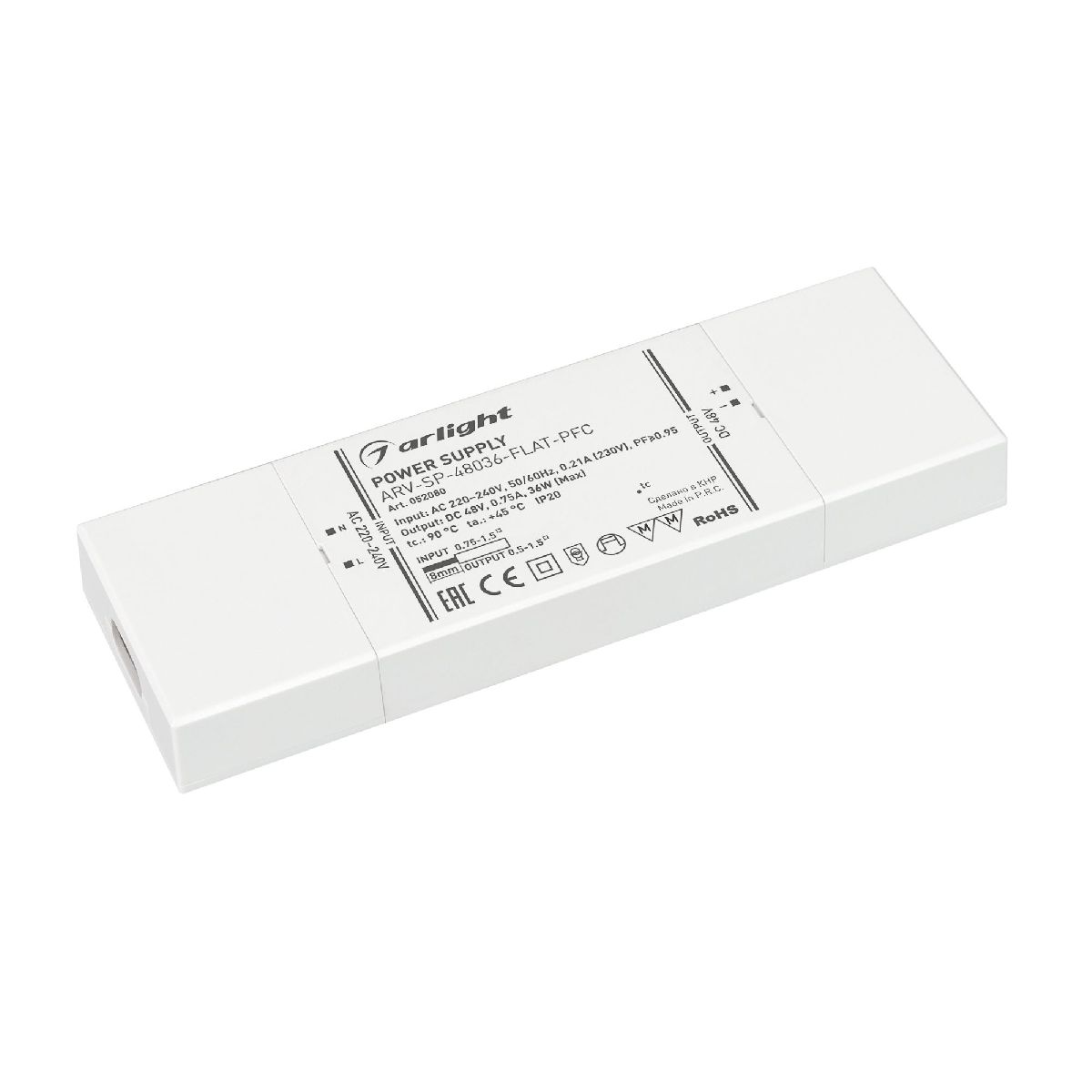 Блок питания Arlight ARV-SP-48036-FLAT-PFC (48V, 0.75A, 36W) 052080 в Санкт-Петербурге