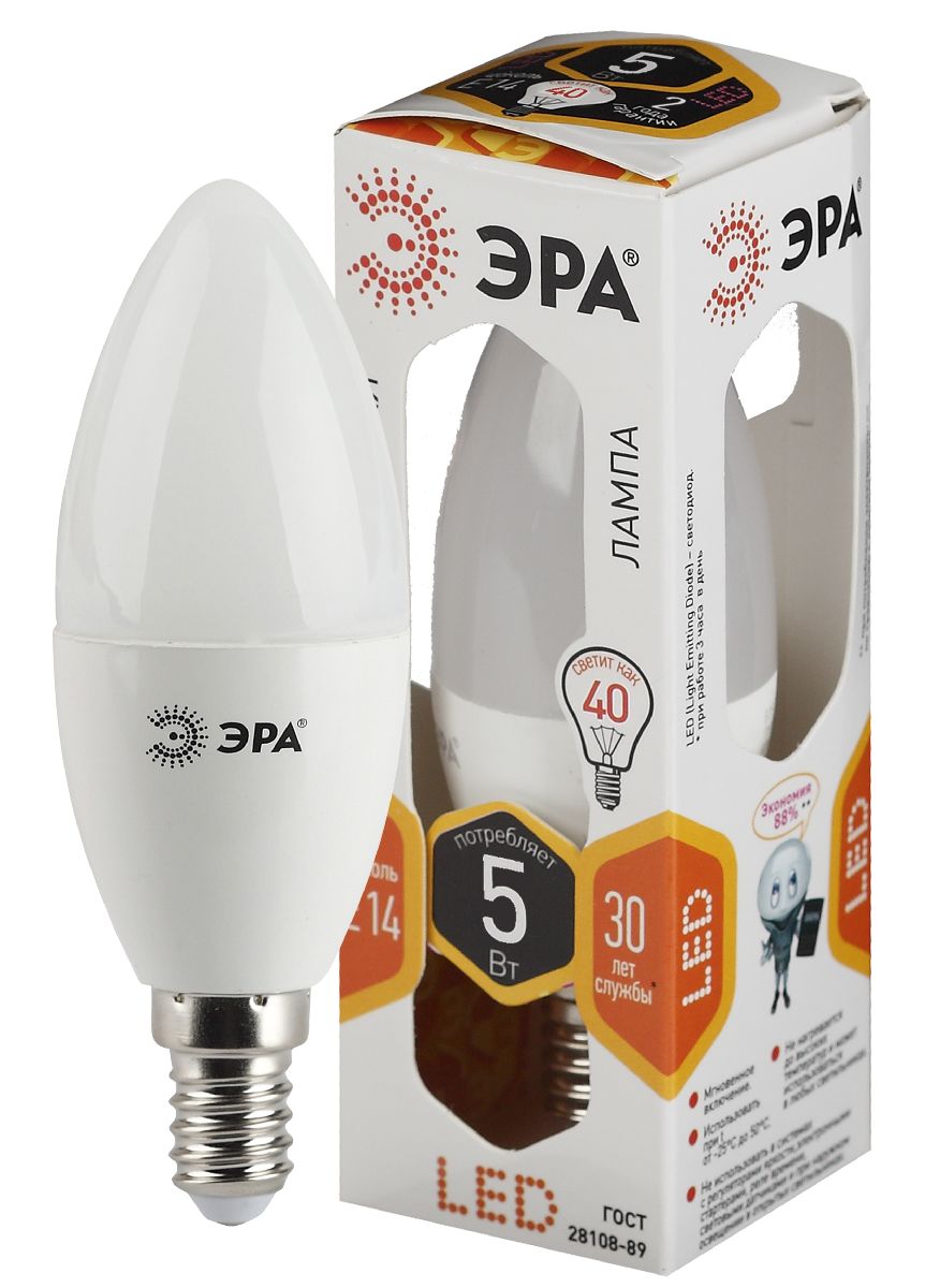 Лампа светодиодная Эра E14 5W 2700K LED B35-5W-827-E14 Б0047931 в #REGION_NAME_DECLINE_PP#