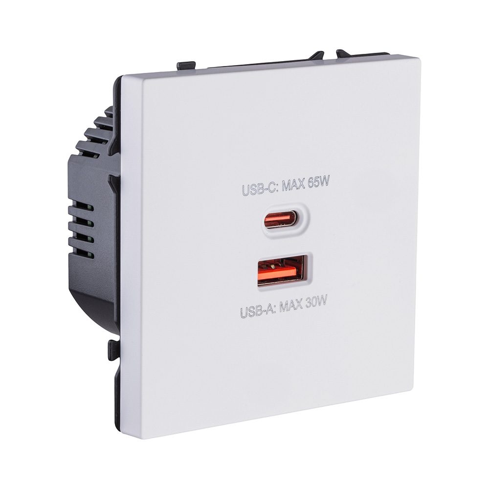 Розетка USB A+C 65W, белый глянцевый Kollinger Eclipse EC-024WG в #REGION_NAME_DECLINE_PP#