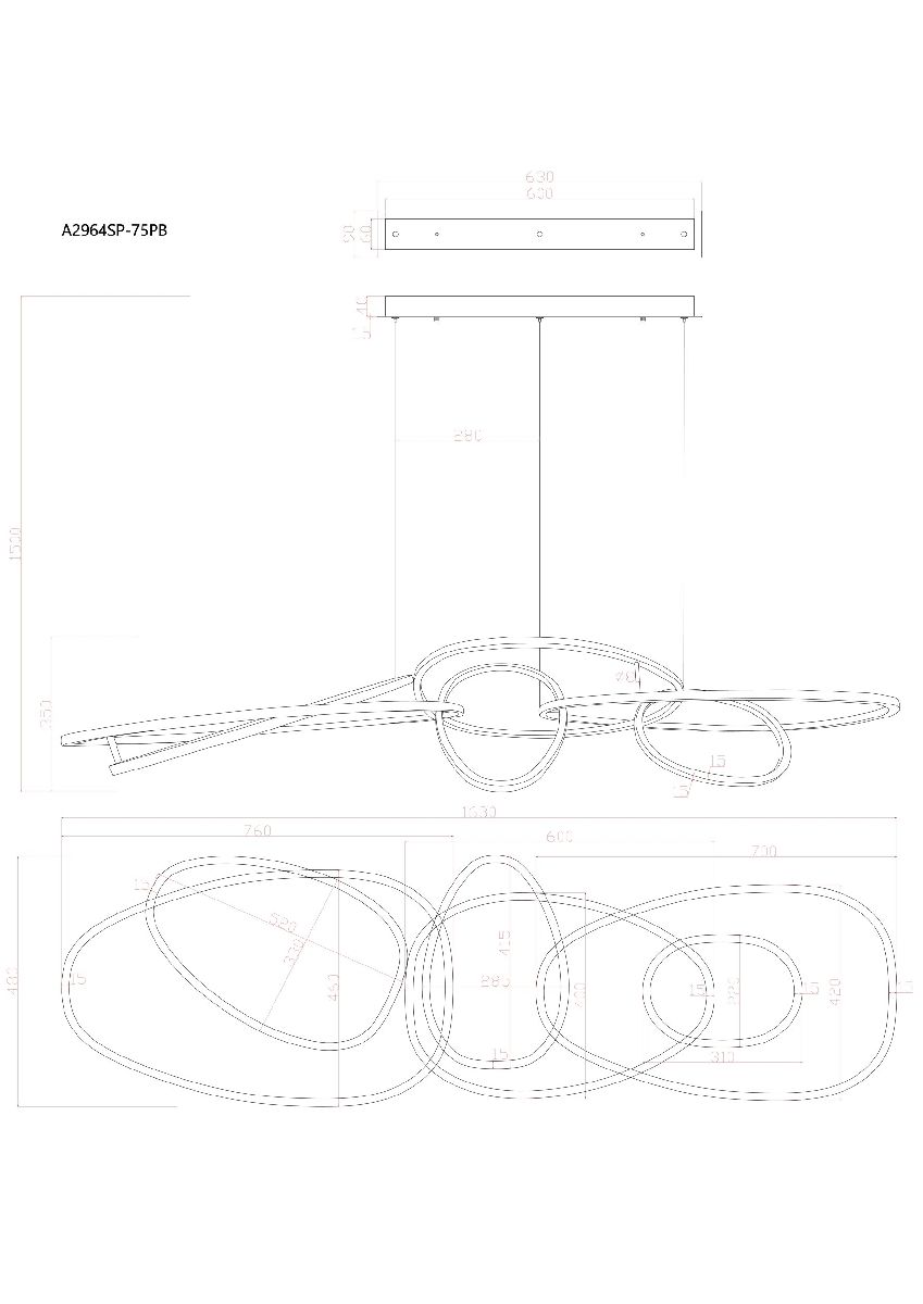 Подвесная люстра Arte Lamp Oracle A2964SP-75PB в Санкт-Петербурге