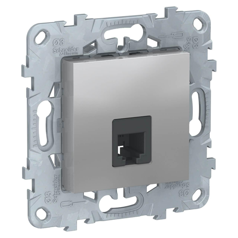 Розетка телефонная RJ11 одиночная 4 контакта Schneider Electric Unica New NU549230 в Санкт-Петербурге
