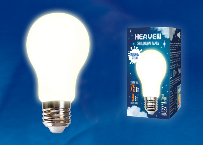 Лампа светодиодная Uniel LED-A60-9W/3000K/E27/FR GLH01WH UL-00004841 в Санкт-Петербурге