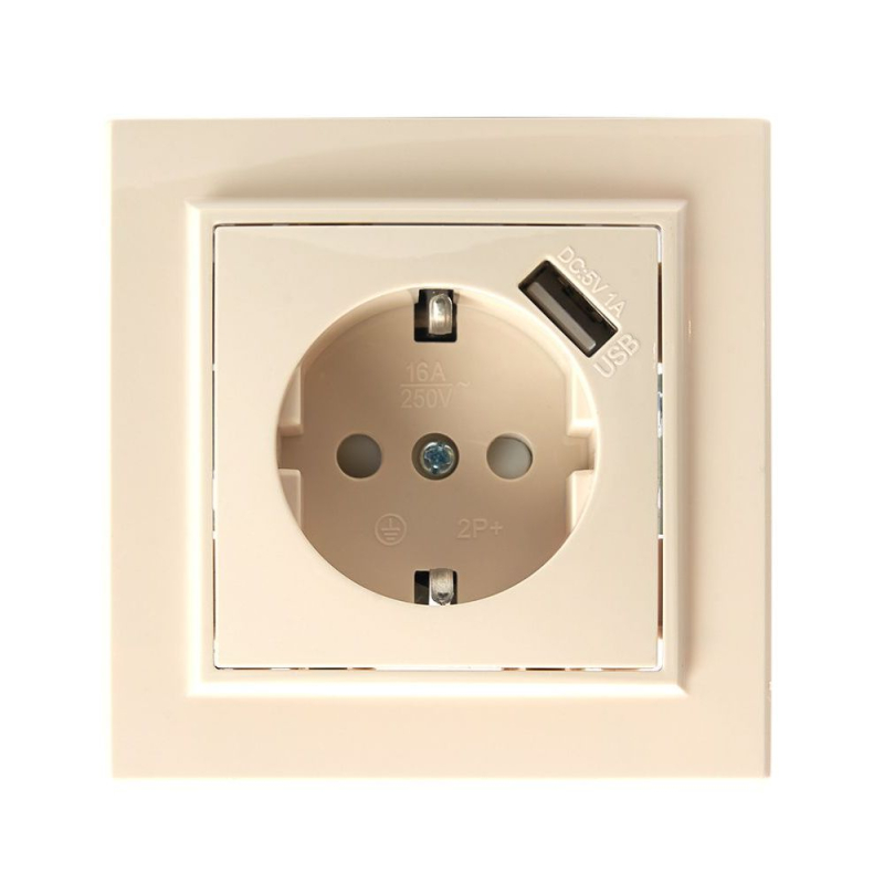 Розетка 1-местная Stekker PST16-9011-02 с защитной шторкой и с USB 39237 в Санкт-Петербурге