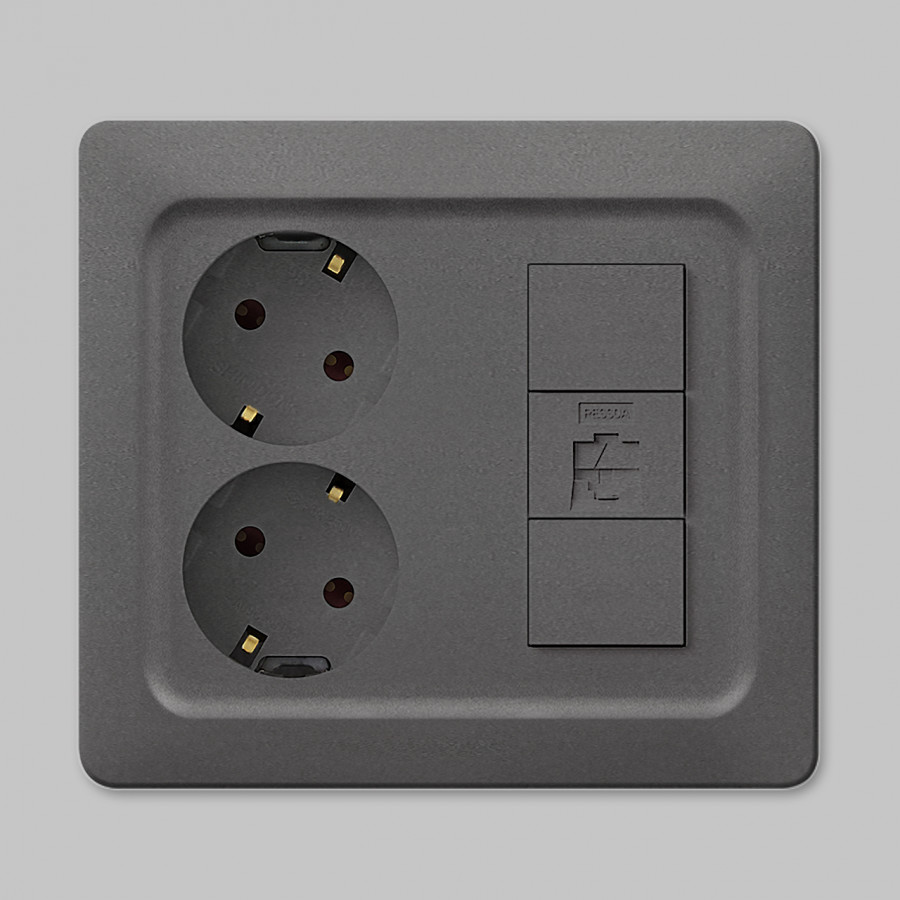 Розетка з/к 220В + компьютерная CAT5 (Rj45) SHIN DONG-A Bega WBW-5749-ANT в Санкт-Петербурге