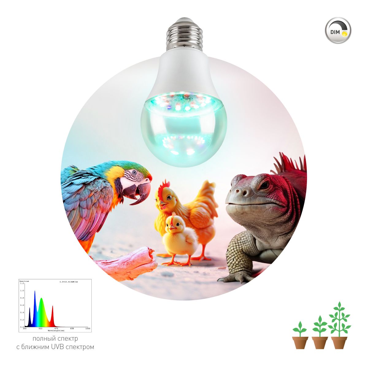 Светодиодная лампа для птиц и рептилий Эра FITO-Dim 9W Chicken E27 Б0059884 в Санкт-Петербурге