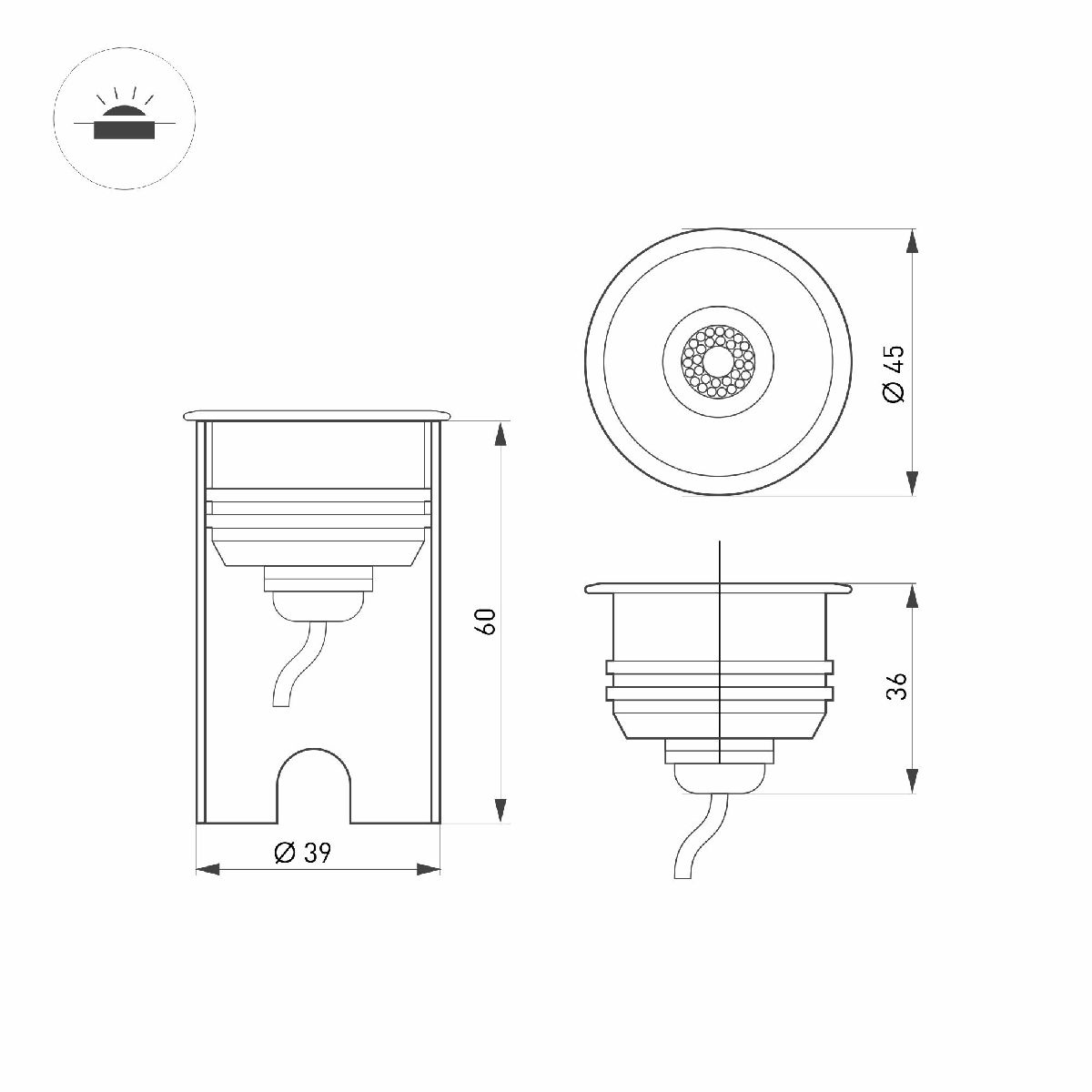 Грутовый светильник Arlight KT-AQUA-R45-3W Warm3000 047698 УЦ в Санкт-Петербурге