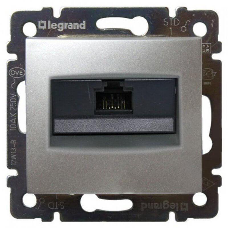 Розетка компьютерная RJ45 Legrand Valena 5e кат UTP с захватами алюминий 770230 в Санкт-Петербурге